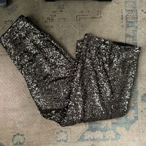 Banana Republic Gold Sequin Wide Leg Pant